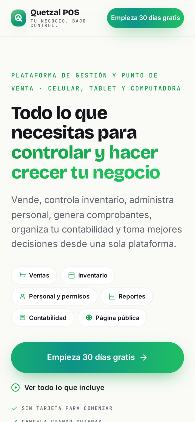QUETZAL POS en el teléfono, cobrando una venta